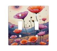 Plaque de protection pour interrupteur floral printanier, coquelicots orange et pêche pour décoration murale, plaques murales thermoplastique, taille standard double à bascule