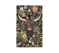 Plaque de protection pour interrupteur floral - Vache des Highlands noire avec fleurs colorées - Décoration rustique de ferme - Plaque vierge de taille standard