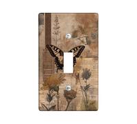 Plaque de protection pour interrupteur floral vintage, imprimé papillon et fleurs, accents muraux rustiques, décoration printanière, plaques murales en thermoplastique, taille standard à bascule