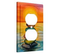 Plaque de protection pour interrupteur, galets zen colorés pour décoration murale, plaques murales thermoplastiques imperméables, sortie duplex simple d'été