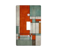 Plaque de protection pour interrupteur géométrique moderne, orange et bleu sarcelle, art abstrait pour décoration d'intérieur, plaques murales thermoplastiques, taille standard à bascule simple