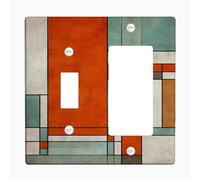 Plaque de protection pour interrupteur géométrique moderne, orange et bleu sarcelle, art abstrait pour décoration d'intérieur, plaques murales thermoplastiques, bascule à bascule de taille standard