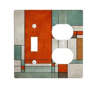 Plaque de protection pour interrupteur géométrique moderne, orange et bleu sarcelle, art abstrait pour décoration d'intérieur, plaques murales thermoplastiques, taille standard à bascule duplex