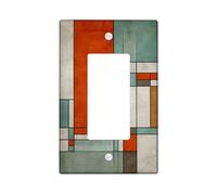 Plaque de protection pour interrupteur géométrique moderne, orange et bleu sarcelle, art abstrait pour décoration d'intérieur, plaques murales thermoplastiques, taille standard simple à bascule