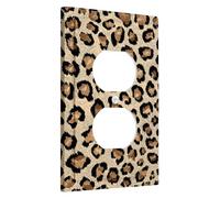 Plaque de protection pour interrupteur imprimé léopard, motif animal sauvage beige pour décoration d'intérieur, plaques murales en thermoplastique, prise duplex simple de taille standard