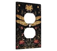 Plaque de protection pour interrupteur magique en forme de libellule, motif botanique ciel nocturne pour décoration murale, thermoplastique, prise duplex simple de taille standard