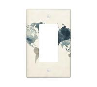 Plaque de protection pour interrupteur motif carte du monde, aquarelle, tons de terre pour décoration mondiale, plaques murales thermoplastiques, taille standard à bascule simple