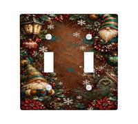 Plaque de protection pour interrupteur Motif nain de Noël | Thème saisonnier d'hiver, art botanique poinsettia, accents de lanterne rustique, motif de nain confortable