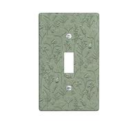 Plaque de protection pour interrupteur mural à motif de feuilles - Fleurs botaniques naturelles - Fougères - Vert printemps - Taille standard - Pour salon, chambre à coucher, maison et bureau (simple)