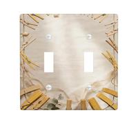Plaque de protection pour interrupteur mural double en plastique rustique naturel avec feuilles de ficelle naturelle beige automne taille standard pour maison, salon, chambre à coucher, salle de bain