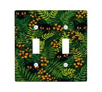 Plaque de protection pour interrupteur mural double motif chat, feuille fantaisie, baie, vert automne, taille standard, pour chambre à coucher, salle de bain, cuisine, entrée