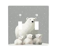 Plaque de protection pour interrupteur mural double motif ours polaire, hiver ludique, neige, hiver, gris, taille standard, pour la maison, le salon, nouvel appartement