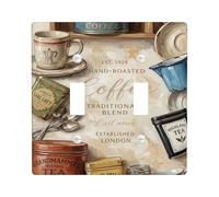 Plaque de protection pour interrupteur mural double - Style vintage rustique - En plastique marron - Taille standard - Pour maison, salon, nouvel appartement