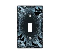 Plaque de protection pour interrupteur mural en forme de loup - Motif tête de mort - Flocon de neige - En plastique noir - Taille standard - Pour maison, salon, nouvel appartement (simple)