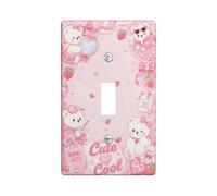 Plaque de protection pour interrupteur mural en forme d'ours - Ruban de fraises mignon et ludique - En plastique - Taille standard - Pour maison, salon, nouvel appartement (simple)