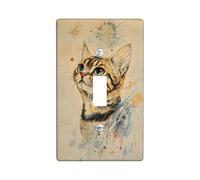 Plaque de protection pour interrupteur mural en plastique beige de taille standard motif chat - Pour maison, salon, nouvel appartement (simple)