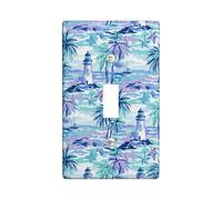 Plaque de protection pour interrupteur mural en plastique bleu de taille standard pour interrupteur mural motif phare, palmier tropical côtier, étoile de mer, décoration pour salon, chambre à coucher