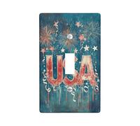 Plaque de protection pour interrupteur mural en plastique bleu de taille standard pour interrupteur mural USA - Motif étoiles vintage patriotiques - Feux d'artifice - Pour maison, salon, chambre à