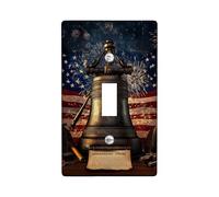 Plaque de protection pour interrupteur mural en plastique rouge de taille standard avec motif feux d'artifice patriotique vintage - Drapeau de l'Amérique - Pour appartement, maison, chambre à coucher