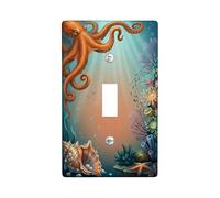 Plaque de protection pour interrupteur mural Octopus - En plastique orange d'été - Taille standard - Pour chambre à coucher, salle de bain, cuisine, entrée (simple)