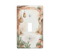 Plaque de protection pour interrupteur mural simple en forme de cactus - Style bohème rustique - Lanterne - En plastique - Taille standard - Pour chambre à coucher, salle de bain, cuisine, entrée