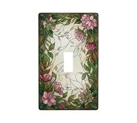 Plaque de protection pour interrupteur mural simple en forme de fleur - Feuille de vigne bio - En plastique vert printemps - Taille standard - Décoration pour maison, salon, chambre à coucher, salle