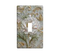 Plaque de protection pour interrupteur mural simple en forme de fleur, style vintage élégant, papillon, feuille et printemps, en plastique doré, taille standard, pour salon, chambre à coucher, maison
