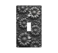 Plaque de protection pour interrupteur mural simple en forme de tournesol - Style vintage élégant - Sans plastique noir - Taille standard - Pour chambre à coucher, salle de bain, cuisine, entrée