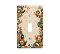 Plaque de protection pour interrupteur mural simple en forme d'escargot - Feuilles fantaisistes - Vert - Ressort - Taille standard - Pour maison, salon, nouvel appartement (simple)