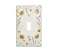 Plaque de protection pour interrupteur mural simple en plastique beige de lavande naturelle chrysanthème printanier taille standard pour maison, salon, nouvel appartement (simple)