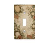 Plaque de protection pour interrupteur mural simple en plastique beige de taille standard pour chambre à coucher, cuisine, entrée - Motif rose