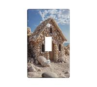 Plaque de protection pour interrupteur mural simple en plastique beige de taille standard pour maison, salon, nouvel appartement - Motif coquillages