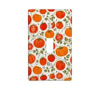 Plaque de protection pour interrupteur mural simple en plastique rouge d'été avec feuilles de coriandre modernes et saisonnières - Taille standard - Décoration pour maison, salon, nouvel appartement