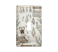 Plaque de protection pour interrupteur mural simple pour salle de bain - Style rustique vintage - Sans plastique beige - Taille standard - Pour maison, salon, chambre à coucher, appartement (simple)