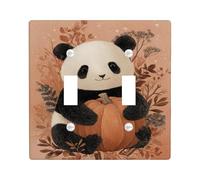 Plaque de protection pour interrupteur Panda d'automne, ours mignon avec motif citrouille, idéal pour la décoration d'automne, plaques murales en thermoplastique standard, parfaites pour les accents