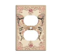 Plaque de protection pour interrupteur papillon, motif floral vintage pour décoration d'intérieur, plaques murales thermoplastiques, prise duplex simple de taille standard