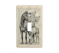 Plaque de protection pour interrupteur simple de salle de bain en forme de cheval - Vintage rustique - En plastique beige - Taille standard - Décoration pour la maison, le salon, l'appartement (simple