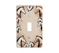 Plaque de protection pour interrupteur simple en forme de cheval - Ligne d'herbe naturelle rustique - En plastique beige - Taille standard - Pour chambre à coucher, salle de bain, cuisine, entrée