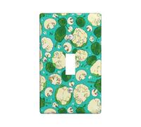 Plaque de protection pour interrupteur simple en forme de chou-fleur, champignon ludique, épinard, printemps turquoise, taille standard, décoration pour la maison, le salon, la chambre à coucher, la