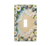 Plaque de protection pour interrupteur simple en forme de chrysanthème, cœurs naturels côtiers, rochers en plastique bleu d'été, taille standard, pour chambre à coucher, salle de bain, cuisine, entrée