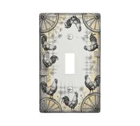 Plaque de protection pour interrupteur simple en forme de coq, roue de chariot rustique en plastique de taille standard, décoration pour maison, salon, chambre à coucher, salle de bain (simple)
