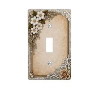 Plaque de protection pour interrupteur simple en forme de fleur - Style vintage et élégant - En plastique beige - Taille standard - Pour nouvel appartement, maison, chambre à coucher, bureau (simple)