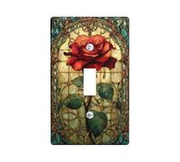 Plaque de protection pour interrupteur simple en forme de rose - Feuilles vintage - Sans plastique rouge - Taille standard - Pour nouvel appartement, maison, chambre à coucher, bureau (simple)