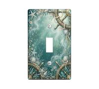Plaque de protection pour interrupteur simple en forme d'étoile de mer pour salle de bain, coquillages côtiers, corail, bleu sarcelle, taille standard, décoration pour maison, salon, chambre à coucher