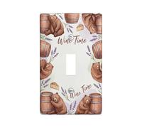 Plaque de protection pour interrupteur simple en forme d'ours - Corps rustique fantaisie - Lavande - Marron automne - Taille standard - Pour nouvel appartement, maison, chambre à coucher, bureau