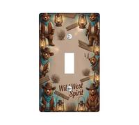 Plaque de protection pour interrupteur simple en forme d'ours - Lanterne rustique occidentale - Cowboy - En plastique marron - Taille standard - Pour maison, salon, chambre à coucher, salle de bain