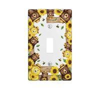 Plaque de protection pour interrupteur simple en forme d'ours - Tournesol rustique - Jaune - Taille standard - Décoration pour salon, chambre à coucher, bureau (simple)