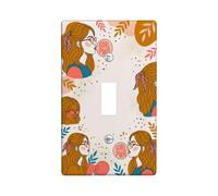 Plaque de protection pour interrupteur simple pour fille, motif feuilles féminines modernes, bulles, pêche, plastique, taille standard, pour la maison, le salon, la chambre à coucher, la salle de bain