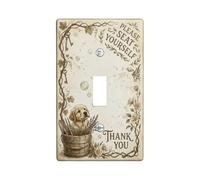 Plaque de protection pour interrupteur simple pour panier de salle de bain, fleurs rustiques, sans plastique beige, taille standard, pour maison, salon, nouvel appartement (simple)