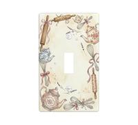 Plaque de protection pour interrupteur simple pour théière de cuisine, fouet rustique vintage en plastique pastel, taille standard, décoration pour la maison, le salon, la chambre à coucher, la salle